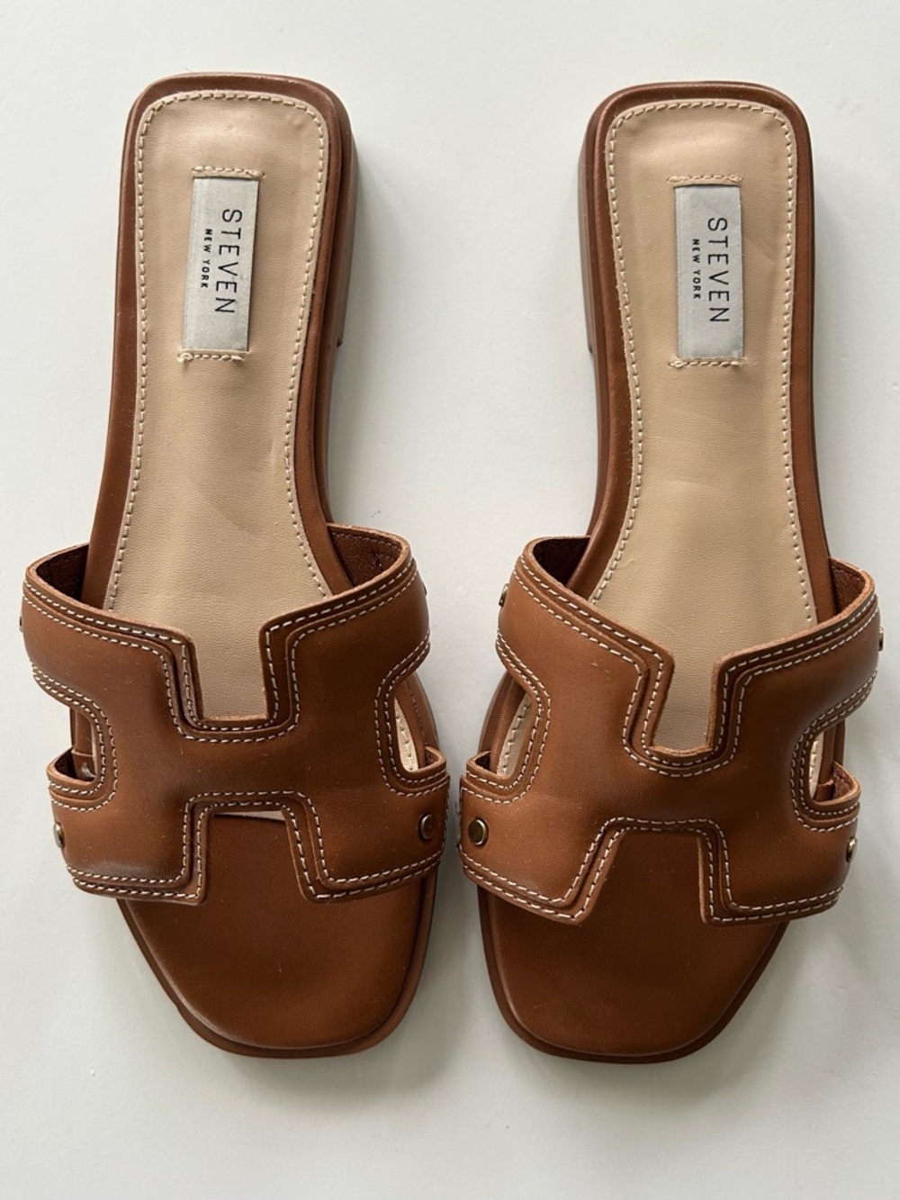 STEVEN New York By Steve Madden Harlien Slide Sandal, Cognac 8 NEW - Picture 9 of 10